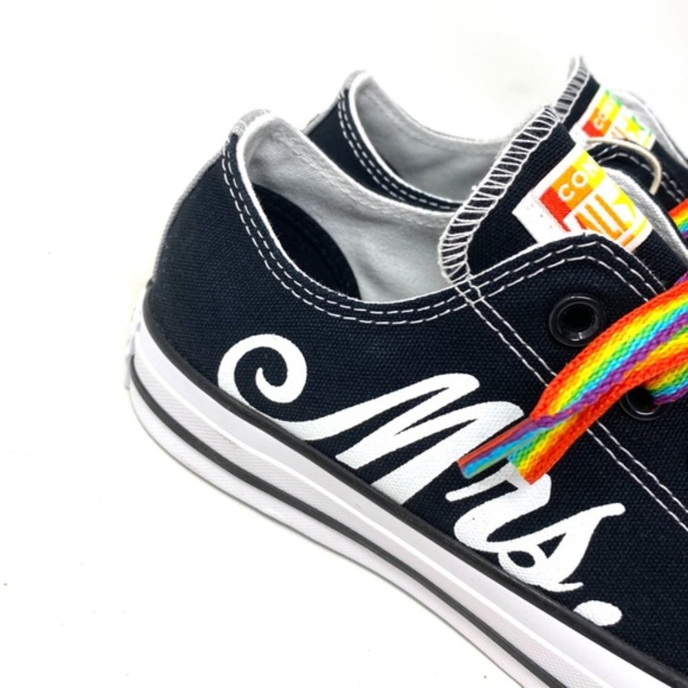 Converse Ctas Low Top Canvas Black Wedding Women's Sneakers Custom 171213C-BLWT - Picture 6 of 12